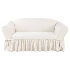 Sure Fit Essential Twill 1 Piece Loveseat Slipcover – White